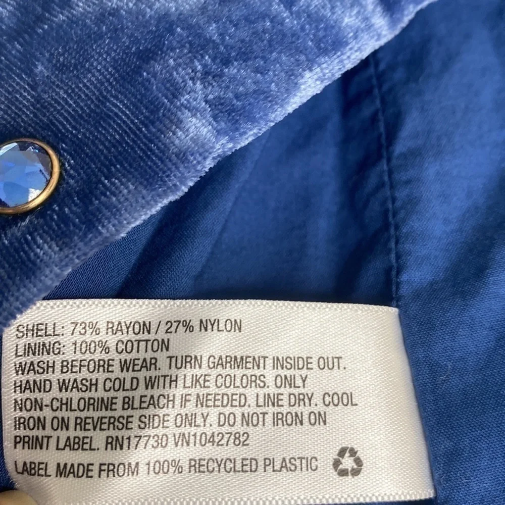 3/$15 Sale OshKosh Genuine Kid Crushed Blue Velvet 3T Girls Jeweled Buttoned Top